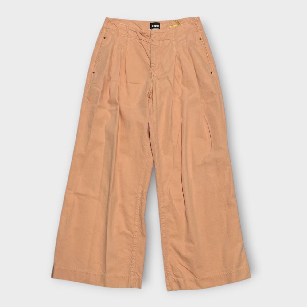 Maeve Pleated Wide-Leg Pants Peach Pink Size 28 - Picture 2 of 8